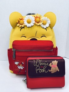 loungefly disney winnie the pooh floral crown flocked mini backpack
