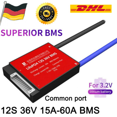 Daly BMS 12S 36V 15-60A LiFePO4 Battery Protection BMS Common Port w/Balance DE