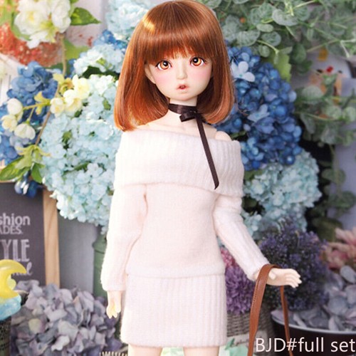 BJD 1/4 SD Doll Girls Ball Jointed Female Body Random Eyes Wig Full Set Toy GIFT