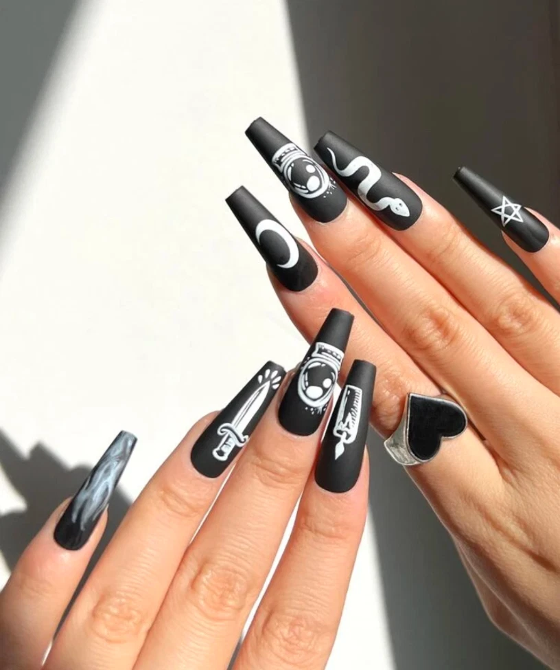 Press on fake nails Halloween witch goth dagger Spring Fall 2023 SHIPS FROM US