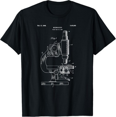Vintage Science Microscope Blueprint Shirt - Scientist Tee T-Shirt Hoodie