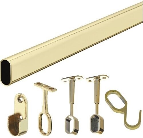 10 Supports Tringle OVAL Gedotec - Métal Nickelé - Pour Penderie, Garde-robe - Compatible Tringle Ovale