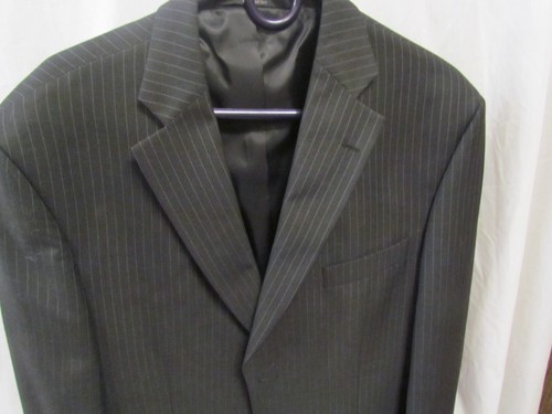 HAGGAR MENS CHARCOAL GRAY PINSTRIPE 2 PC SUIT SIZE: 42R PANTS: 36 x 29 - Picture 4 of 10