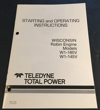 1986 WISCONSIN ROBIN ENGINES W1-185V & W1-145V OPERATORS MANUAL (609)  
