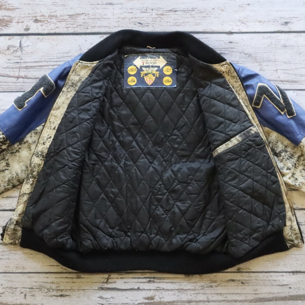 Vintage 80s Troop Leather Varsity Bomber Jacket Rare | eBay