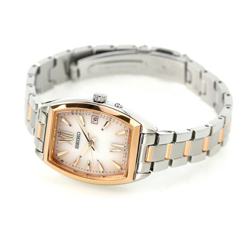 Seiko Selection SWFH126 Tonneau Solar Radio Analog Silver x Gold
