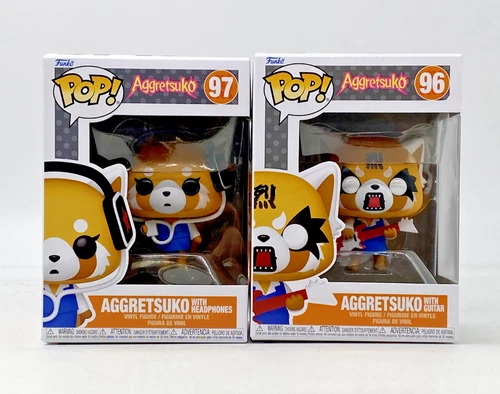 Funko Pop! Aggretsuko  #96 Guitar & #97  Set of Two (2) With Pop Protectors