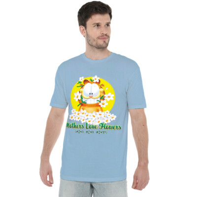 Garfield Mothers Love Flowers T-Shirt S-2XL, hellblau