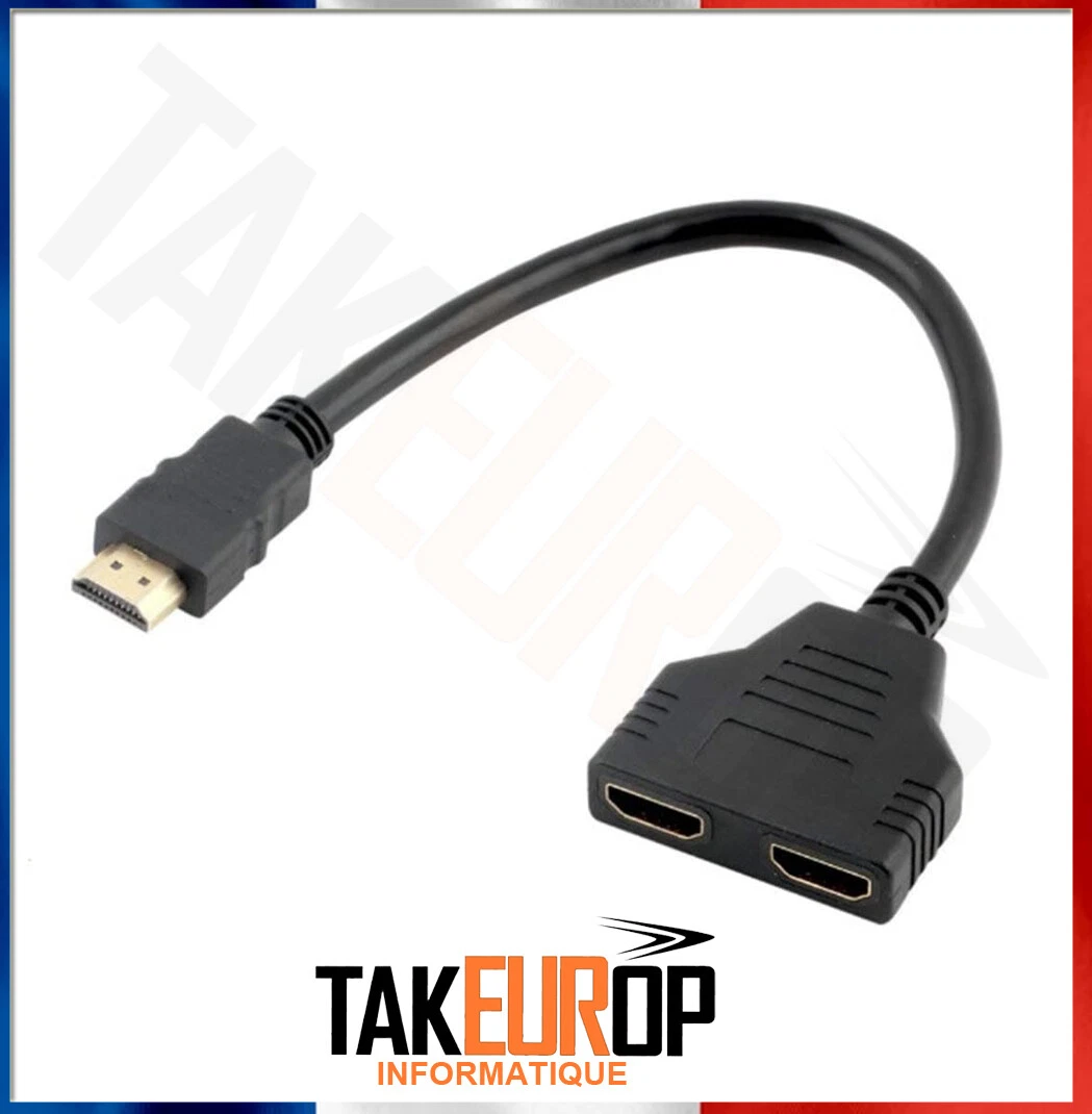 J&D 4K HDMI Répartiteur 1 Entrée 2 Sortie, avec Câble HDMI et Câble USB