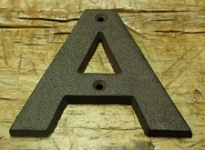 Cast Iron Industrial LETTER A Sign Rustic Brown 5" tall Alphabet 