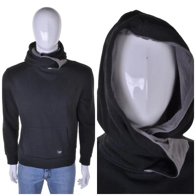 Noir Premium Par EMP Sweat À Capuche M Col Montant Goth Emo Haut - Photo 1/4