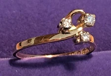 Diamond Ring Solid 14k Gold  Size 7 US  "N-O" UK  1.84 Grams  3 Natural Diamonds