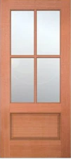 Exterior Meranti Mahogany 4 Lite Stain Grade Solid Wood Core Entry Doors 6'8 Ht.