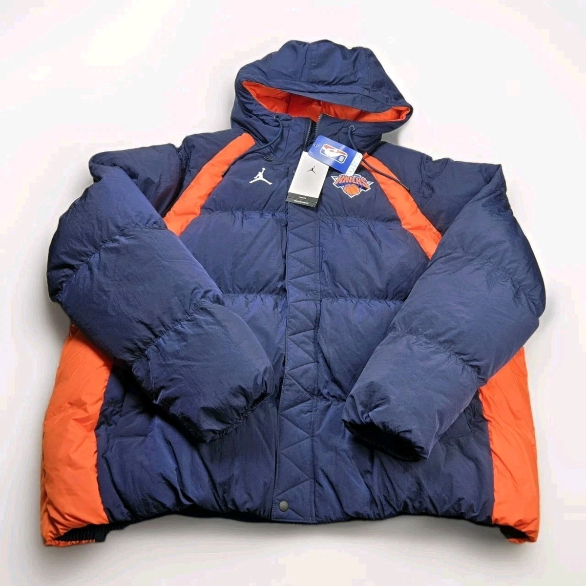 Nike Air Jordan New York Knicks Puffer Jacket XL Men Blue Orange