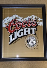 1999 Vintage Coors Light Framed Beveled Mirror Bar Beer Advertising Sign 24x20