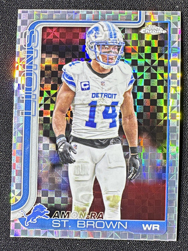 Topps 2025 Chrome Amon-Ra St. Brown X-Fractor #98 Detroit Lions