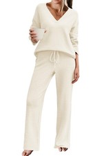 Pajamas for Women 2 Piece Lounge Set Fuzzy Fleece Long Sleeve Pjs