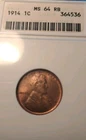 1914 Lincoln Wheat ANACS MS64 R/B