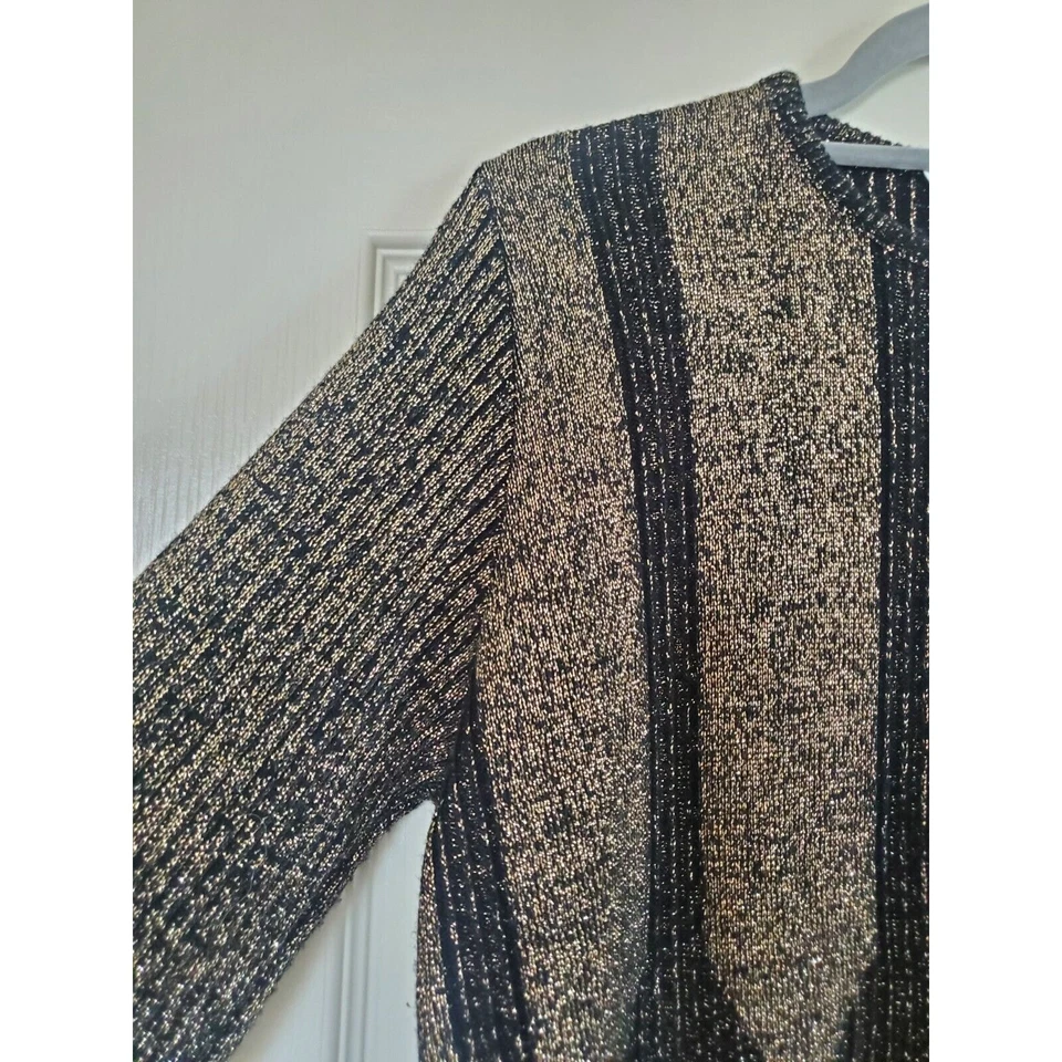 Norton McNaughton блеск Y2K блестящий ретро Новый год золото черный свитер, средний - Изображение 4 из 4