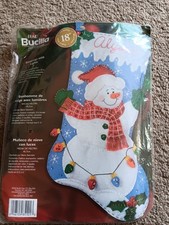 Bucilla Felt Stocking Kit Snowman with Lights Jeweled Christmas 85101 New