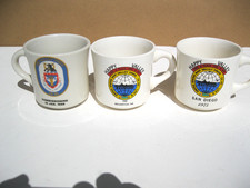 USS Valley Forge Mug Lot of 3: Miami 1985, Bremerton 1981, San Diego 1975