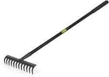 Heavy Duty Garden Rake Long Handle Metal Tines Lawn Soil Leaf Flower Bed Tool