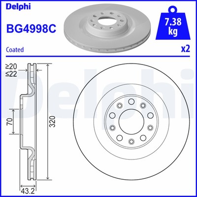 Delphi BG4998C Brake Disc for Alfa Romeo