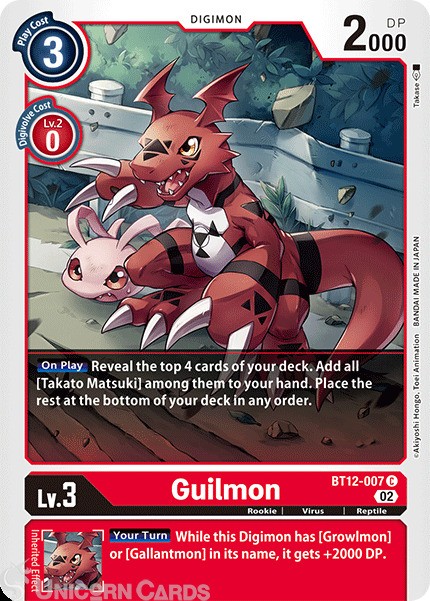 BT12-007 Guilmon :: Common Digimon Card :: BT12: Across Time ::