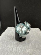Light Blue Ring Wire Cluster Cocktail Rhinest...