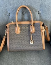 MICHAEL KORS MERCER BELTED SIGNATURE MK LOGO SATCHEL