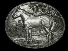 TJ07117 VINTAGE 1970s HORSE COMMMEMORATIVE BELT BUCKLE