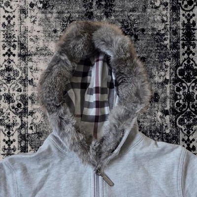 トップス BURBERRY BLACK LABEL fur zip up hoodie 2000's Burberry Black Label Zip Up Fur Hoodie | eBay