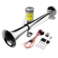 12V 150DB Car Air Horns, 18 Inches Chrome Zinc Single Trumpet Truck Air Horn wit