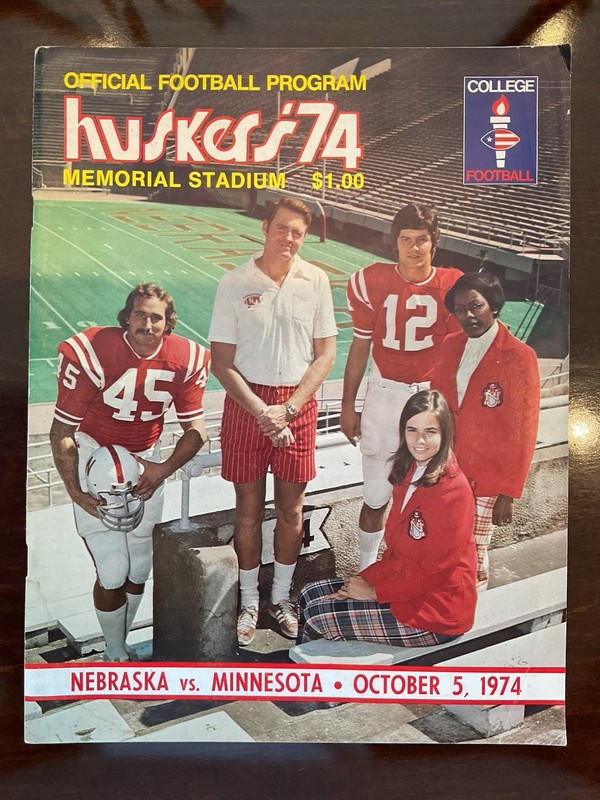 Official Nebraska Football Program Vs Minnesota October 5, 1974