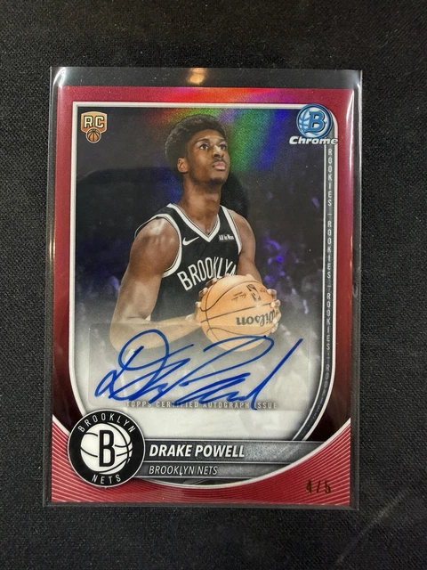 2025/26 Bowman Chrome NBA Rookie Auto #BCA-DP Drake Powell Red /5 (RC) Nets
