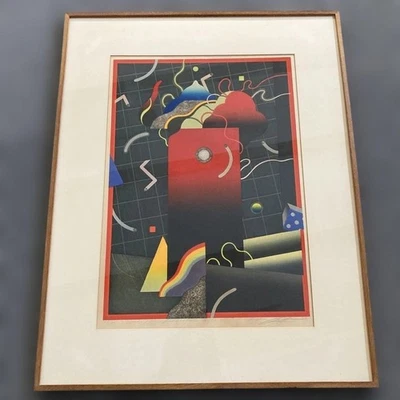 Akira Kurosaki Vermillion Arabesque 1980 Estampe sur bois signée Ed.90 - Photo 1/4