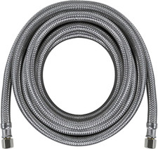 Ice Maker Water Line, 15 Feet, PVC Core with Premium Braided Stainless Steel