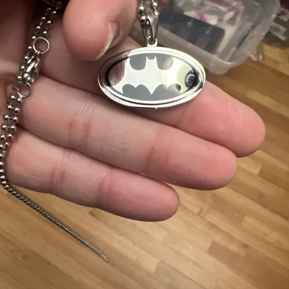 Batman Logo Necklace Silver DC Comics Licensed 18" Superhero Justice League - Image 3 of 4