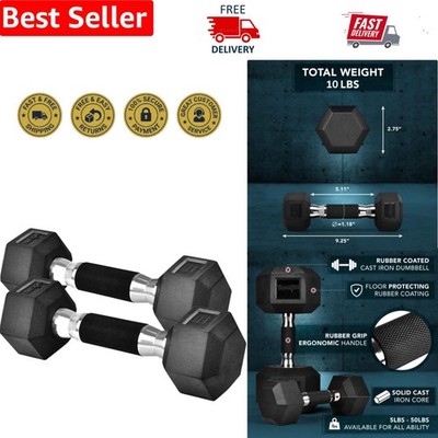 Versatile Hex Dumbbells   Ergonomic Rubber Coated Hand Weights 5-50 LBS