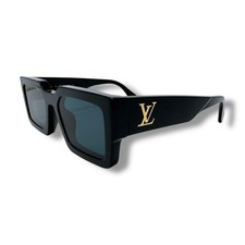 LOUIS VUITTON Z1579E LV Clash Square Sunglasses Black Gold Italy Case