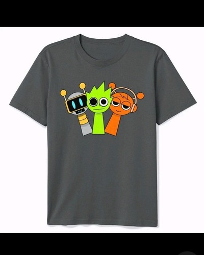 Funny Sprunki Youth Kids T-Shirt Incredibox Sound Team Size M Grey Gray New
