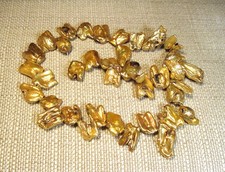 Lovely 16" Strand of 18mm x 12mm Golden Freshwater Baroque Pearls Lot B1