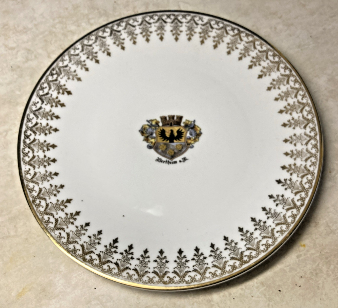 vintageFMR  Berthaim Crest Germany demitasse tea cup saucer, plate gold detail