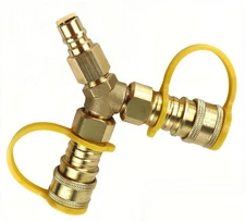 3/8" Y-Splitter Separator Natural Gas Quick Connect/Disconnect Adapter for Lo...