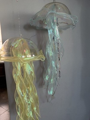 JellyFish Hanging Blue And Yellow Decorations For Birthday Party Or Room Decor