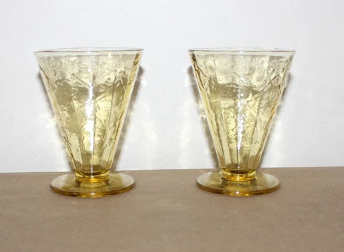 Vnt Depression Glass Federal Glass MADRID Amber 5oz Small Footed Tumbler 2 Orig.