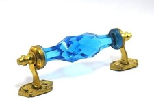 Antiche maniglie originali per porte e finestre 6,5" ottone cristallo/vetro...