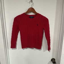 Polo Ralph Lauren Boys Cable Knit Crew Neck Sweater, Red, Small /8