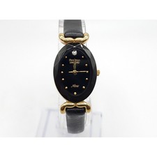 Armitron Diamond Now Black Dial Oval Gold Tone Case Watch New Battery 18mm