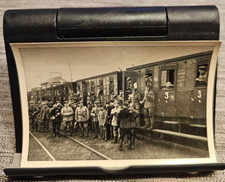 Wojna światowa 1914-1918 transport nowych żołnierzy na front wschodni (9x6)oryginalny obraz